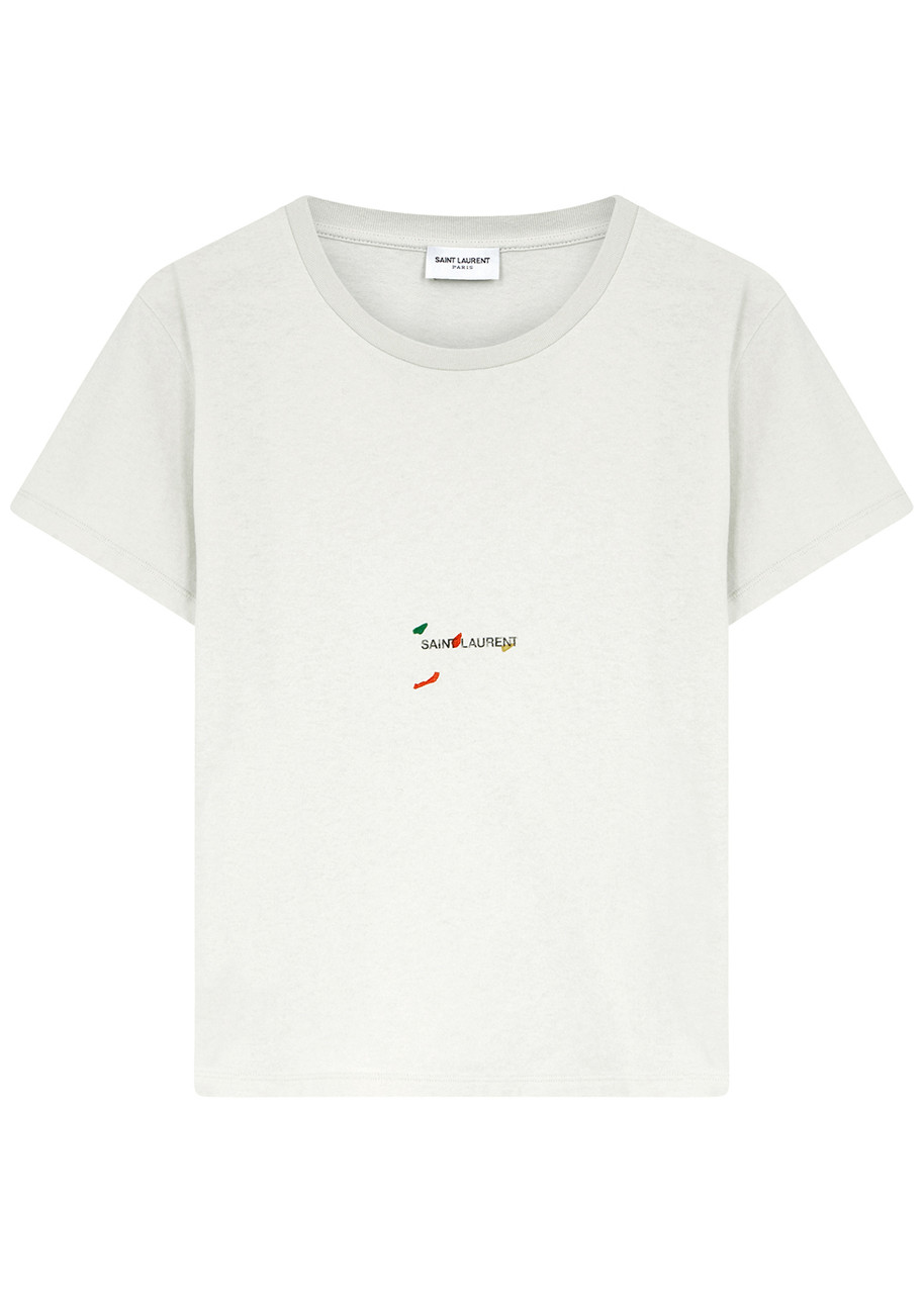 Saint Laurent Yves  X Bruno V.roels Off-white Logo Cotton T-shirt