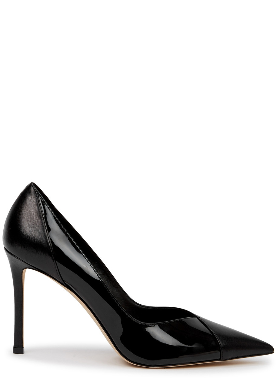Jimmy Choo Cass 95 Off-white Leather Pumps In Black