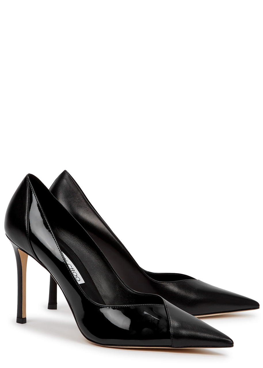 Jimmy Choo Cass 95 Off-white Leather Pumps In Black
