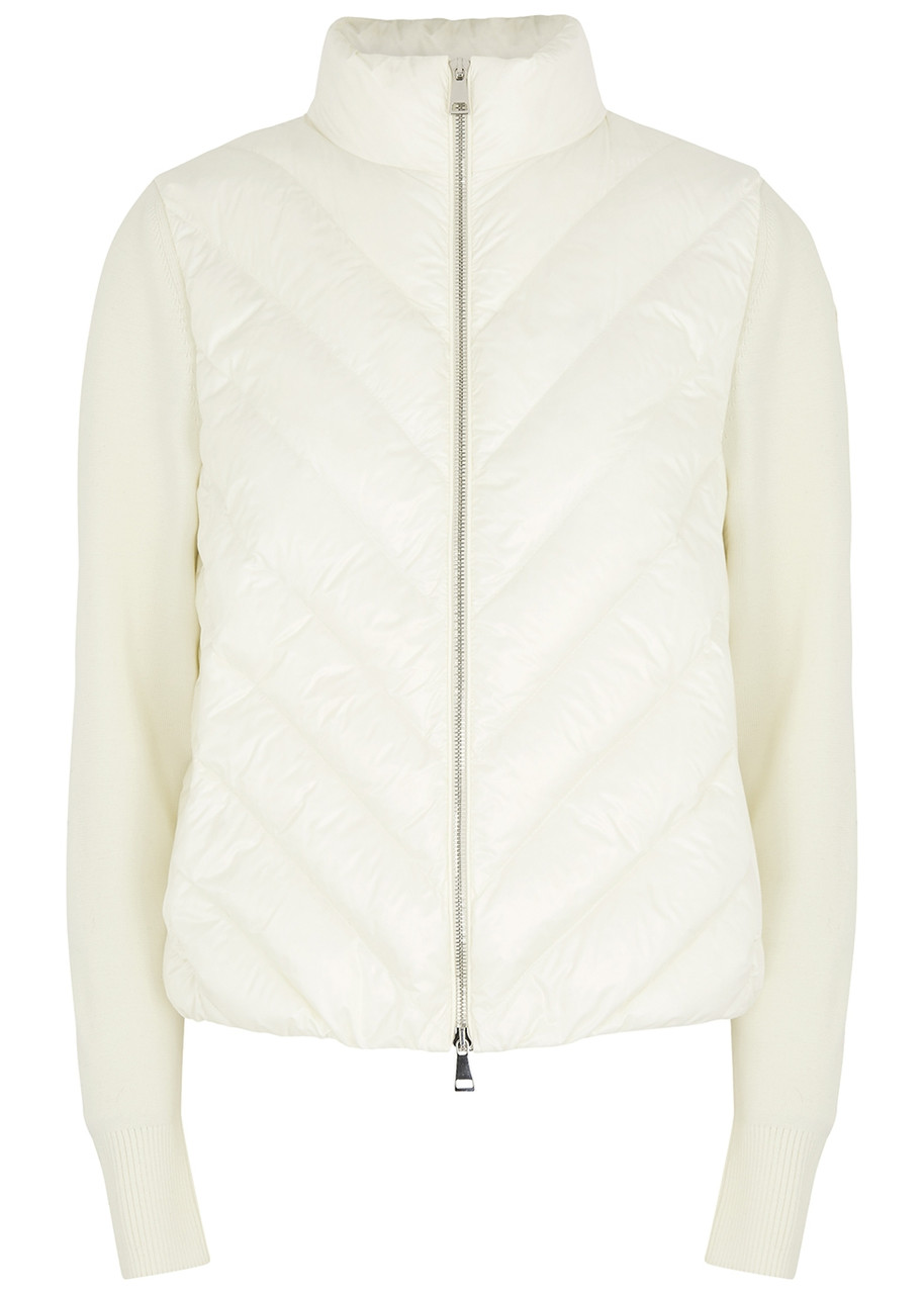Moncler Ivory Quilted Shell And Wool Jacket In White