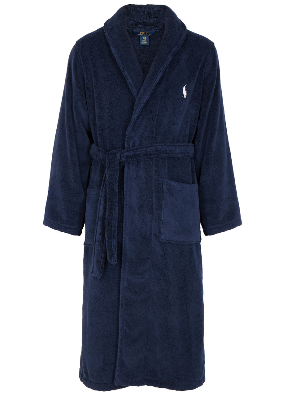 Polo Ralph Lauren Cotton Terry Robe In Navy