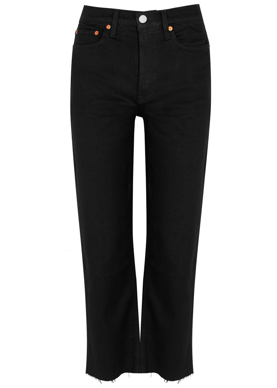 Re/done 70s Comfort Stretch Stove Pipe Black Straight-leg Jeans - W25