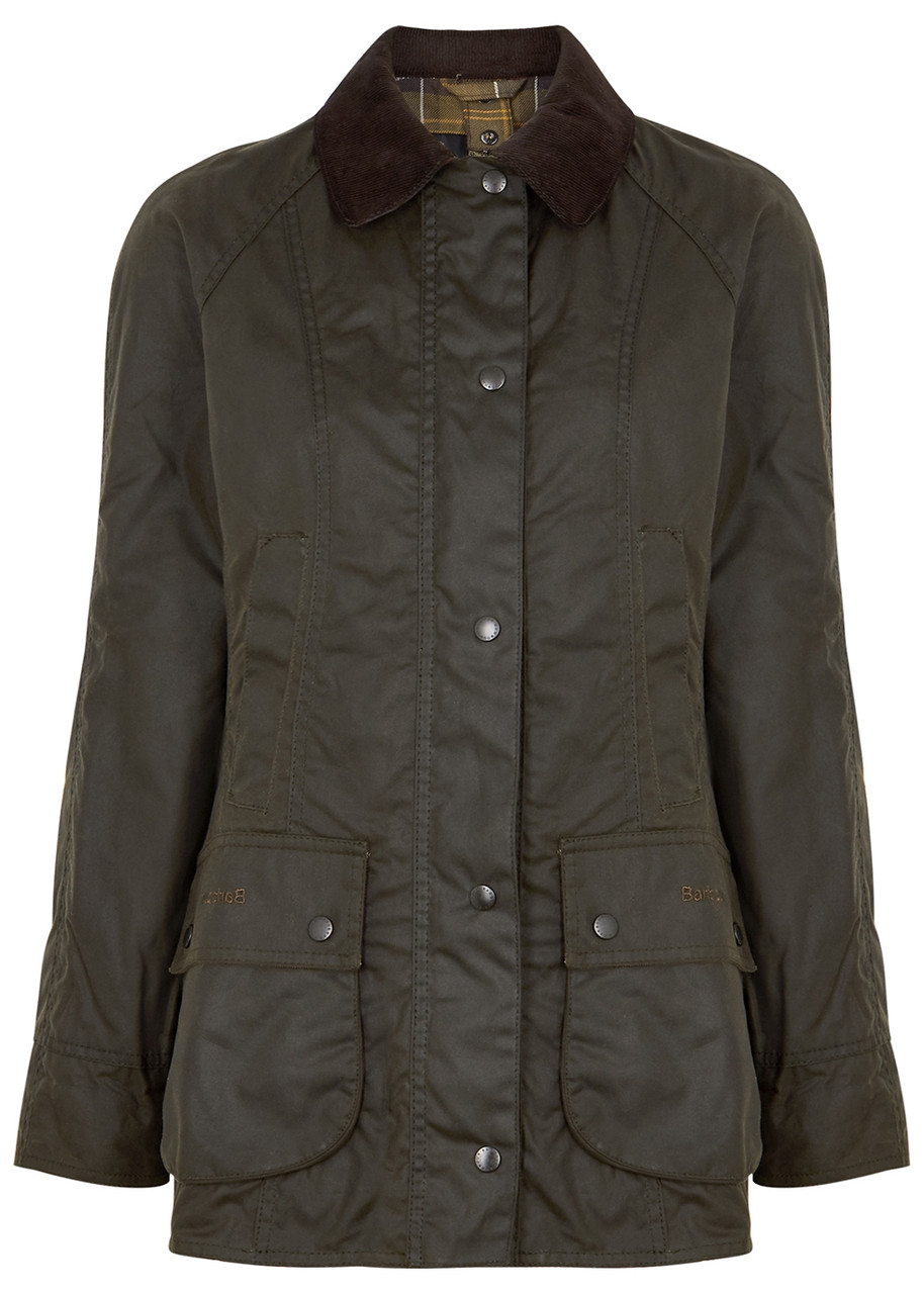 Barbour Beadnell Dark Green Waxed Cotton Jacket - 8