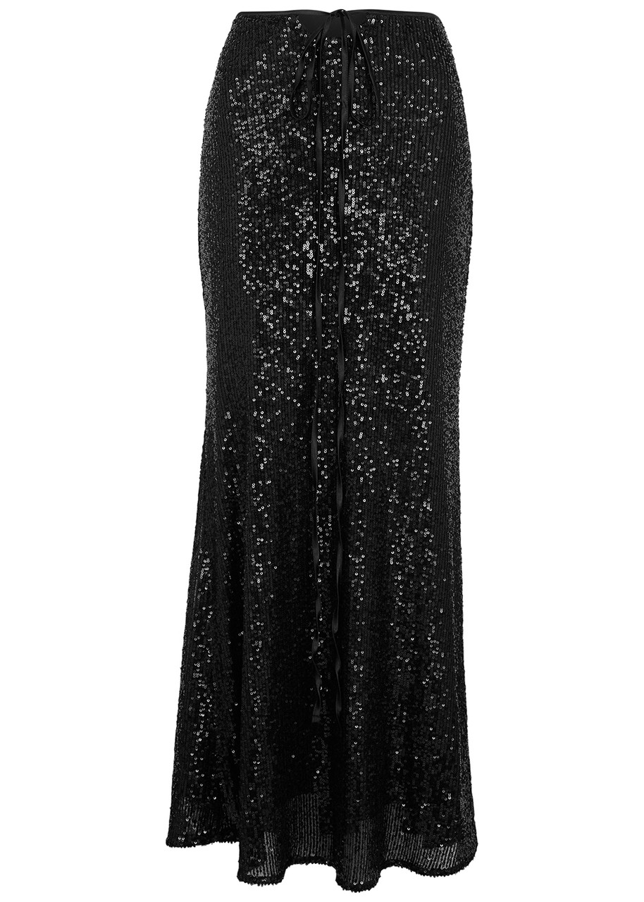 IN The Mood For Love Boyd Black Sequin Maxi Skirt - S