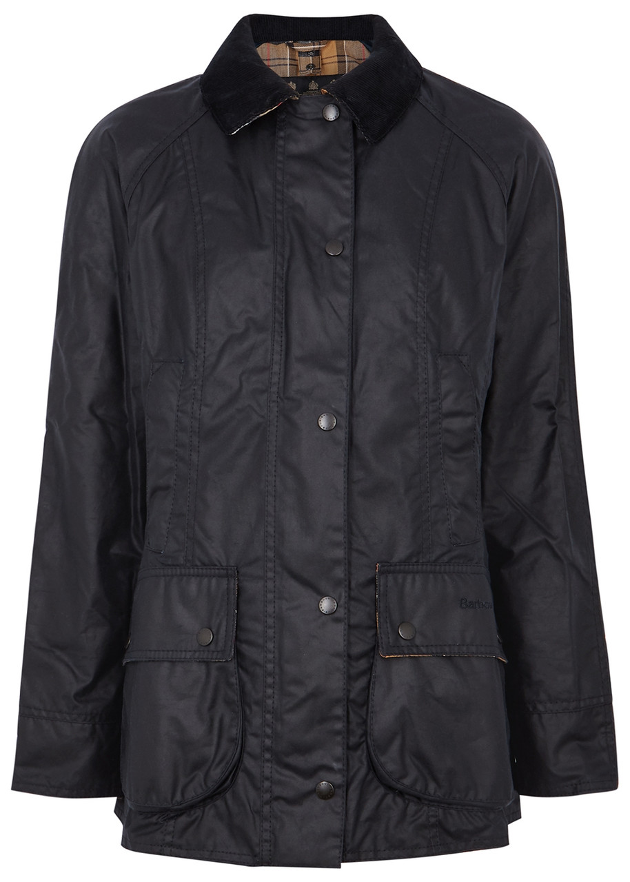 Barbour Beadnell Navy Waxed Cotton Jacket - 8