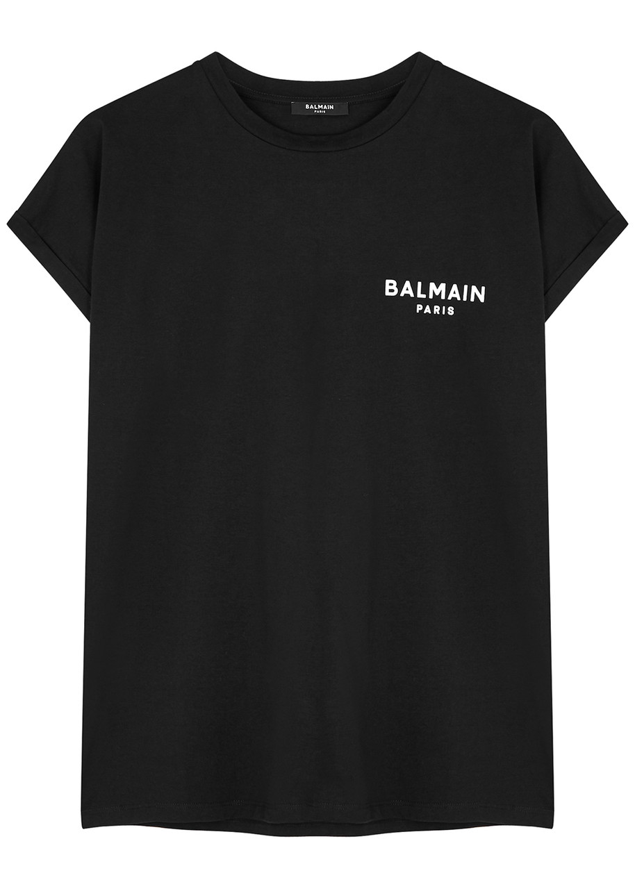 Balmain Logo Cotton T-shirt In Black And White
