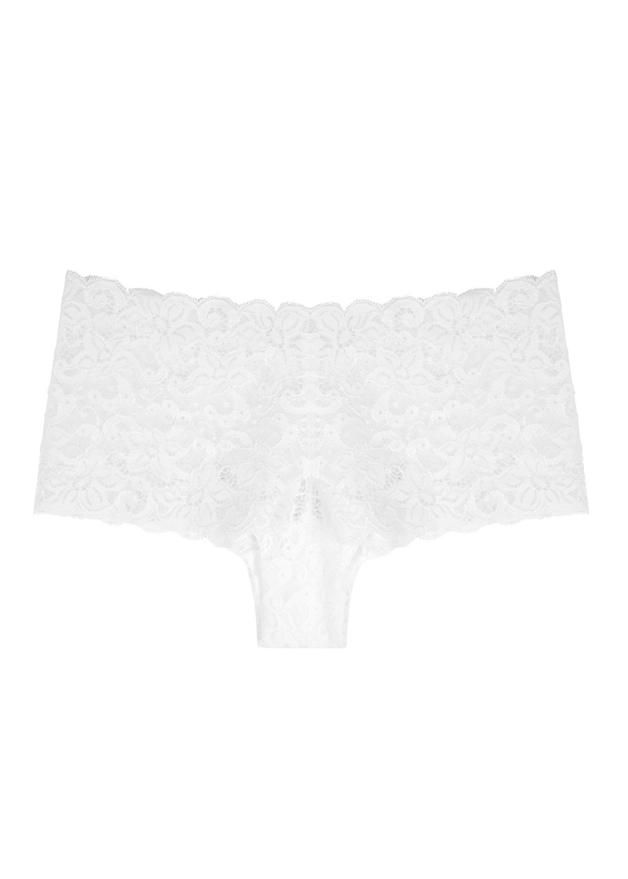 Hanro Moments White Lace Briefs, Briefs, Partially Lined