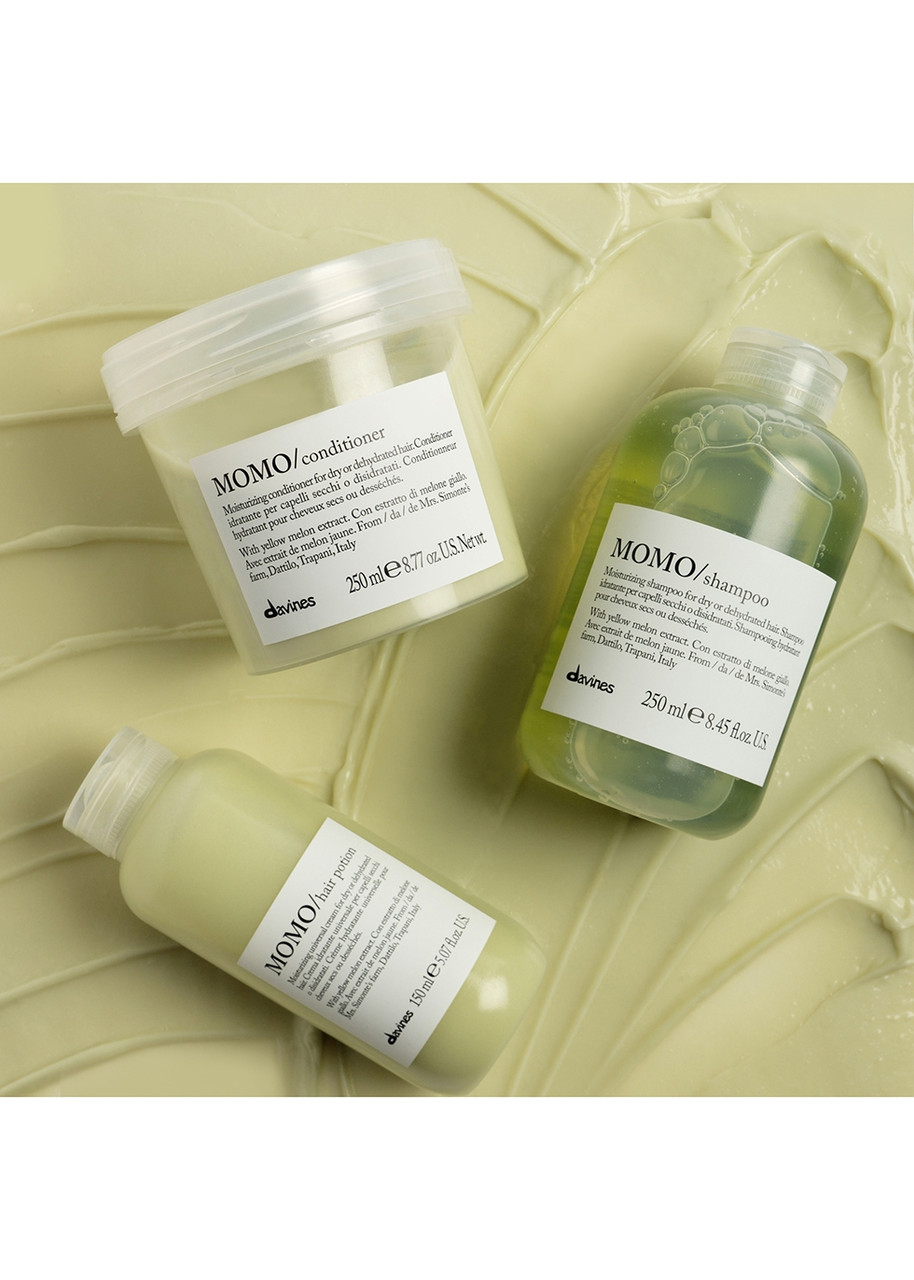  Davines - Momo Hydrating Shampoo For Dry Hair - 250ml - Gel-like Foaming Shampoo - Nourishment To Fragile Damaged Hair Strands - Cartucciaru Melon 