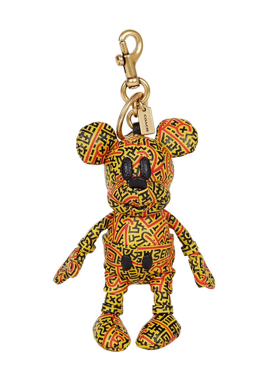Coach X Disney X Keith Haring Printed Leather Keyring - Gold - One Size