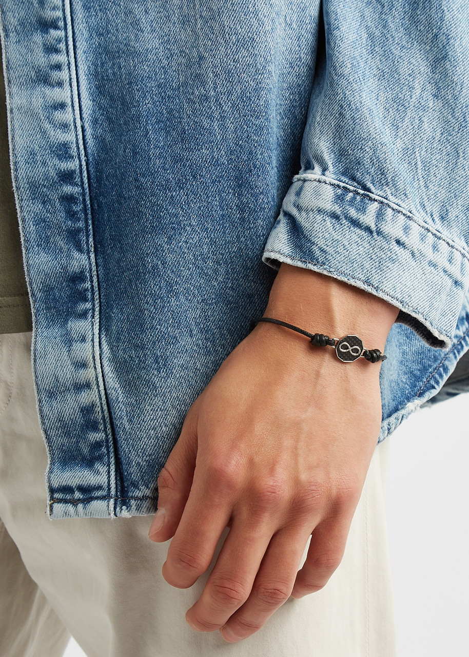  Tateossian Medium Infinity Knot Black Cord Bracelet 