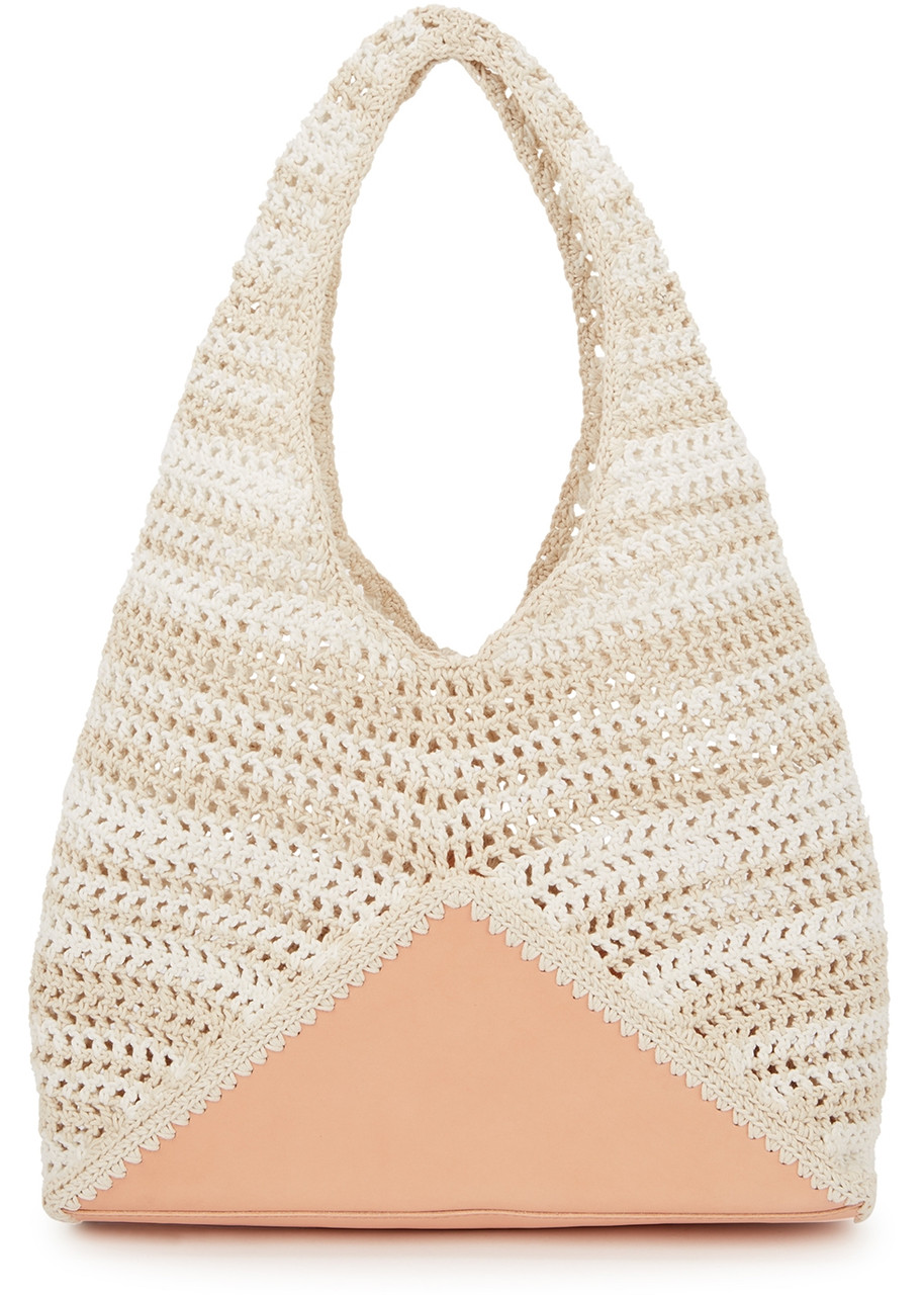 Ancient Greek Bags Hipissa Medium Crochet and Leather Shoulder bag - Cream - One Size