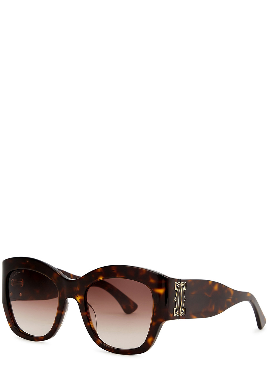 Cartier Signature C De Cartier Tortoiseshell Oversized Sunglasses – Dark Brown