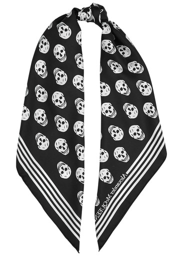 ALEXANDER MCQUEEN Biker skull-print silk scarf | Harvey Nichols