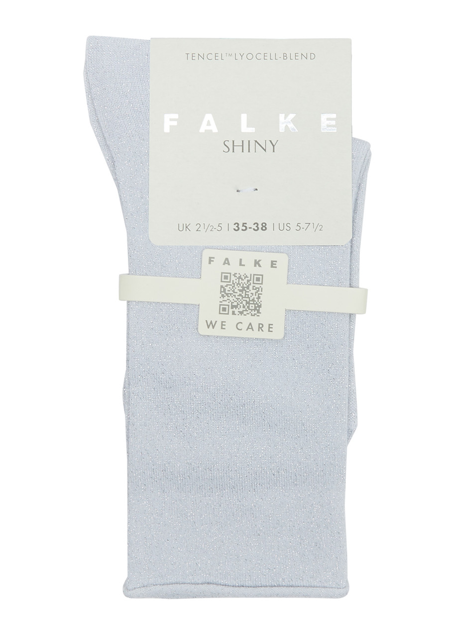 Falke Shiny Metallic-weave Socks In White