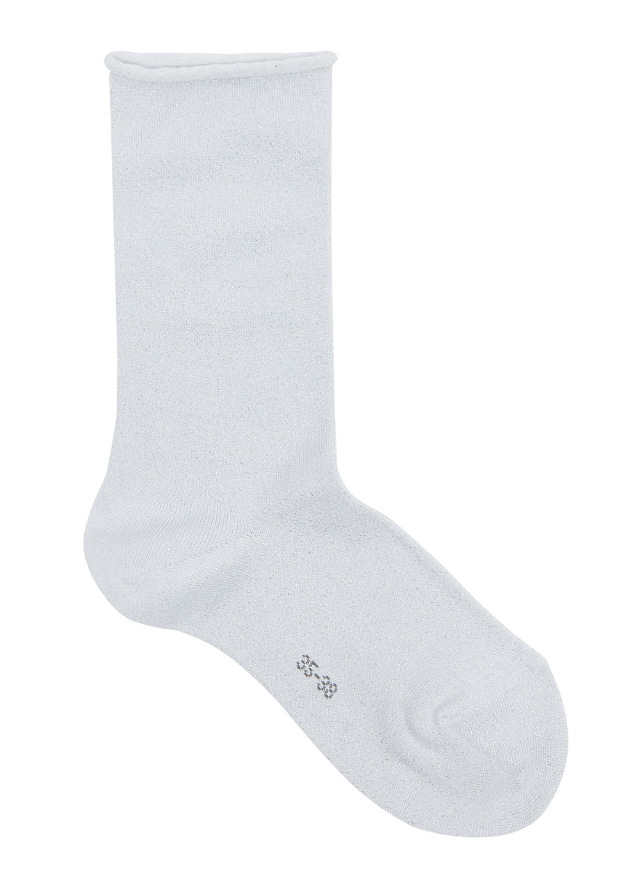 Falke Shiny Metallic-weave Socks In White