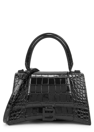 BALENCIAGA Hourglass small crocodile-effect leather top handle bag ...