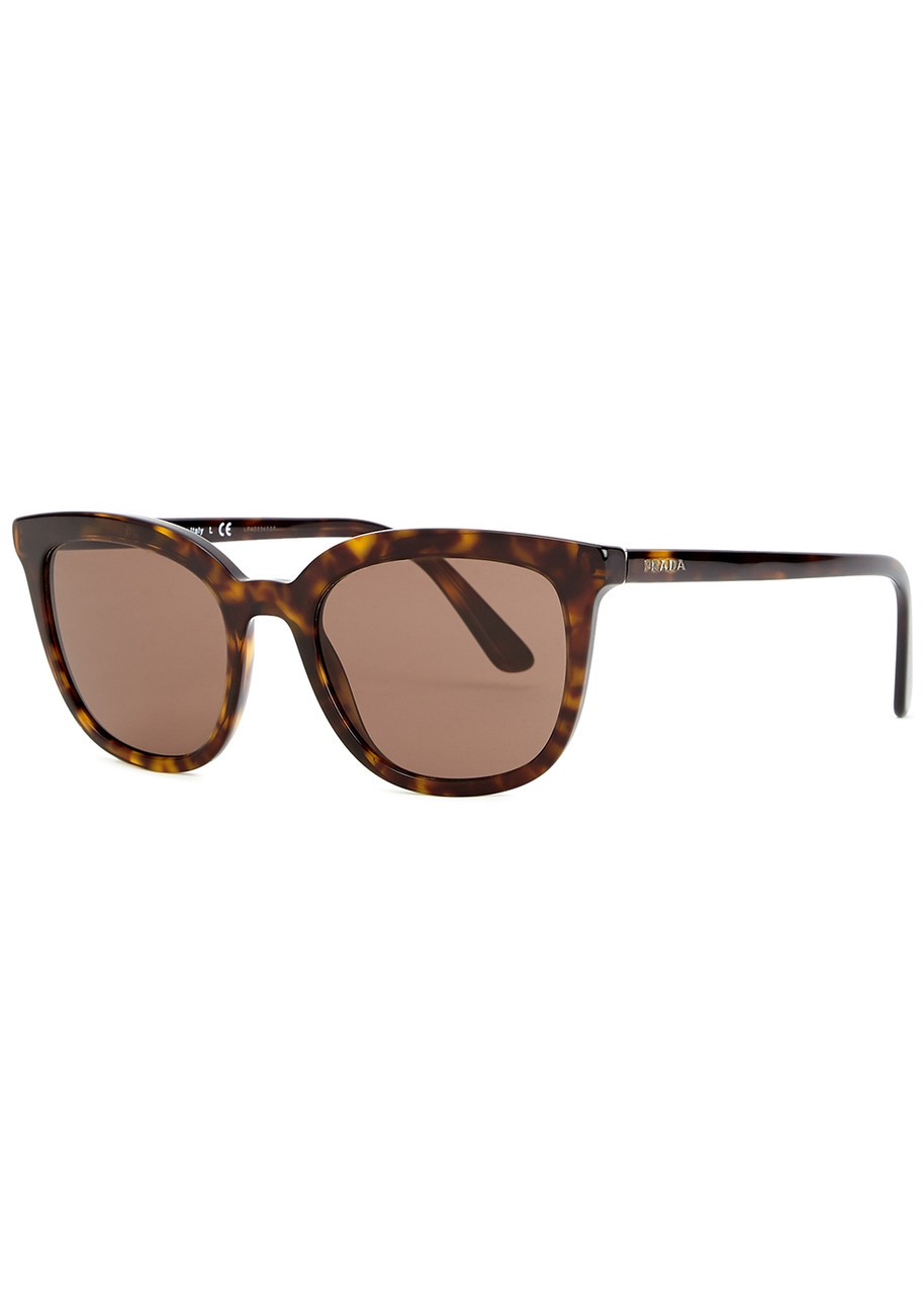 Prada Women's Brown - Square-Frame Tortoiseshell, Designer-Engraved Lenses, Designer-Stamped Arms, 100% Uv Protection
