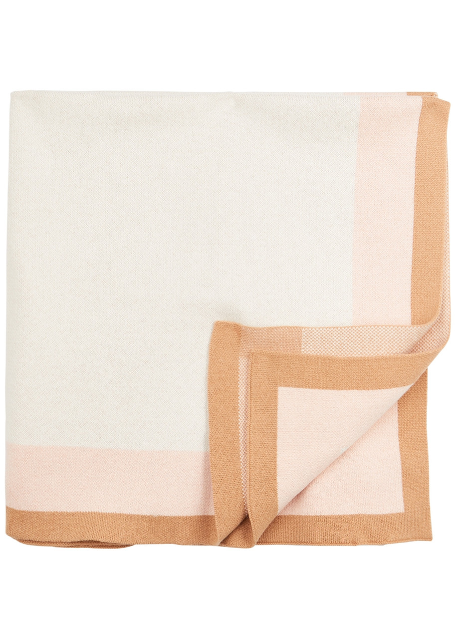 Chloe Kids Logo-intarsia Cotton-blend Blanket - Multicoloured