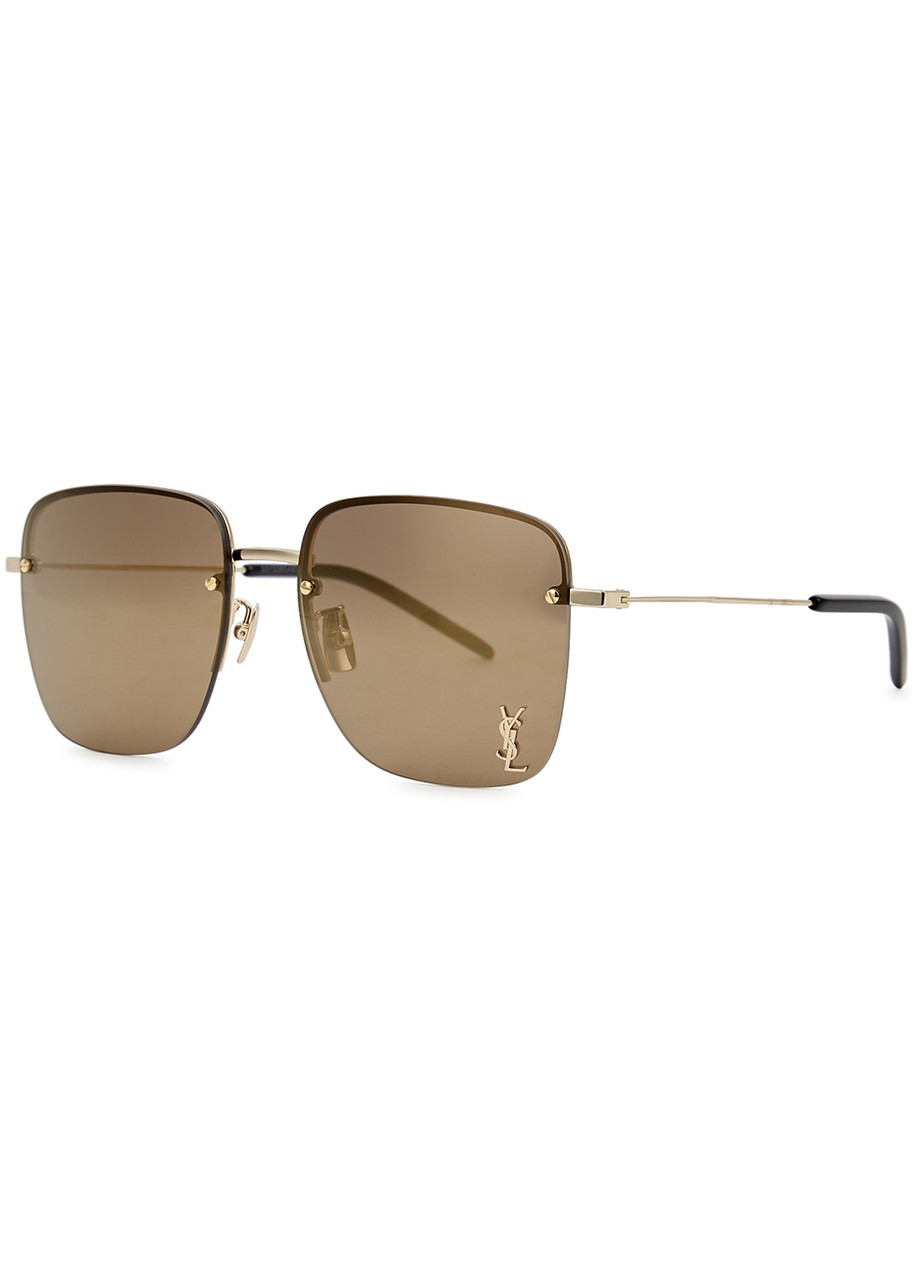 Saint Laurent SL312 Rimless Square-frame Sunglasses, Sunglasses, Gold