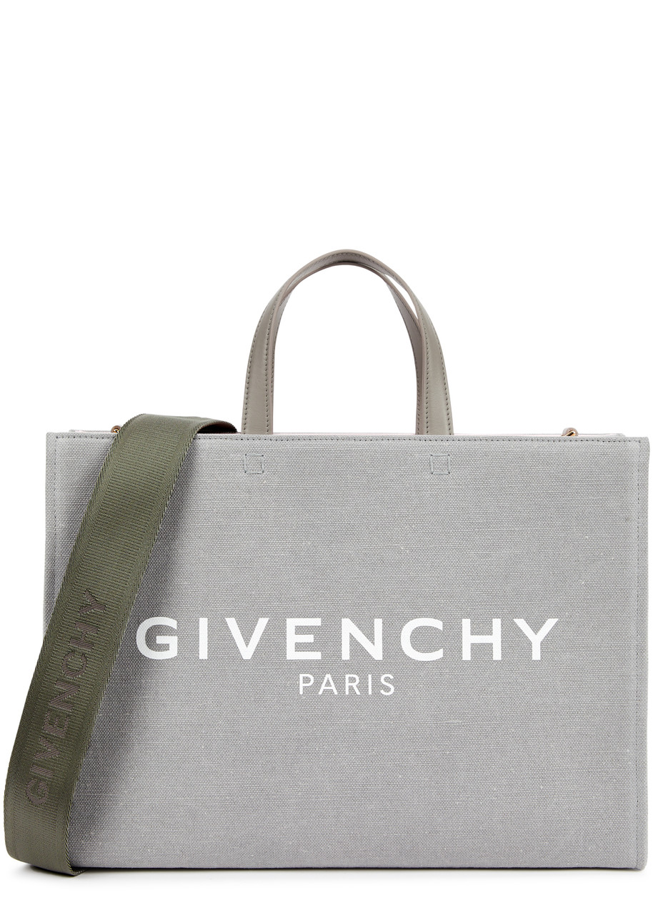 Givenchy G Tote Medium Logo Canvas Bag In Light Grey