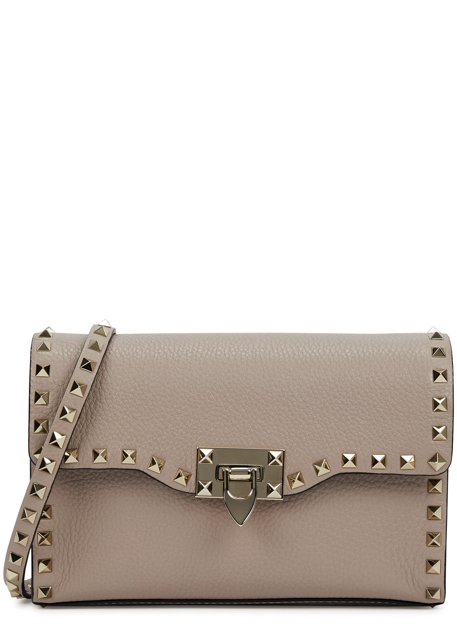 Valentino Garavani Rockstud Small Leather Cross-body Bag In Brown