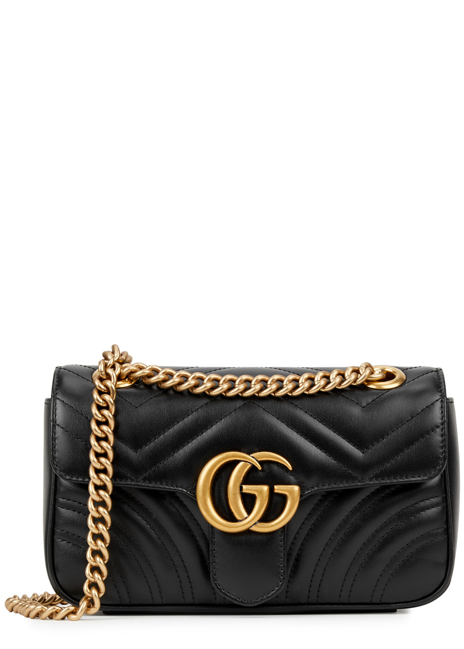 Gucci Gg Marmont Mini Leather Shoulder Bag, Shoulder Bag, Black In Animal Print