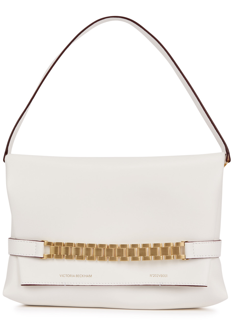 Victoria Beckham Chain Leather Clutch In White