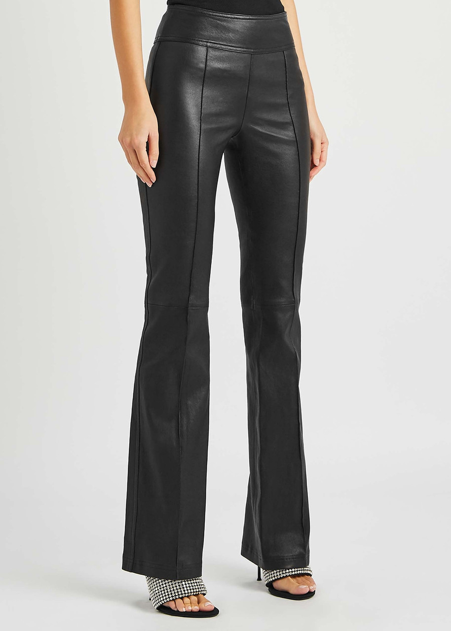  Helmut Lang Black Leather Bootcut Trousers - 10 