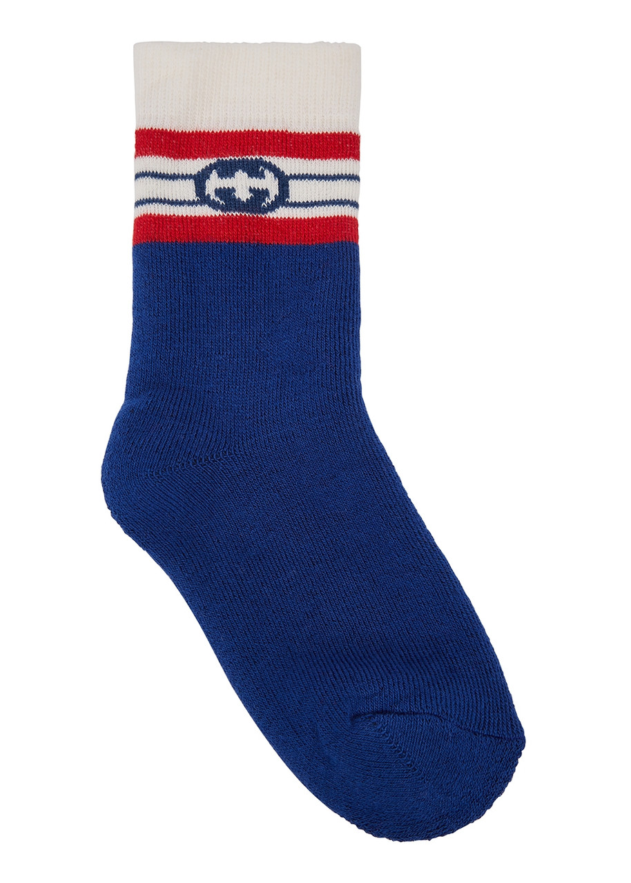 Gucci Baby Blue and Cream Stripe Socks - Multicoloured