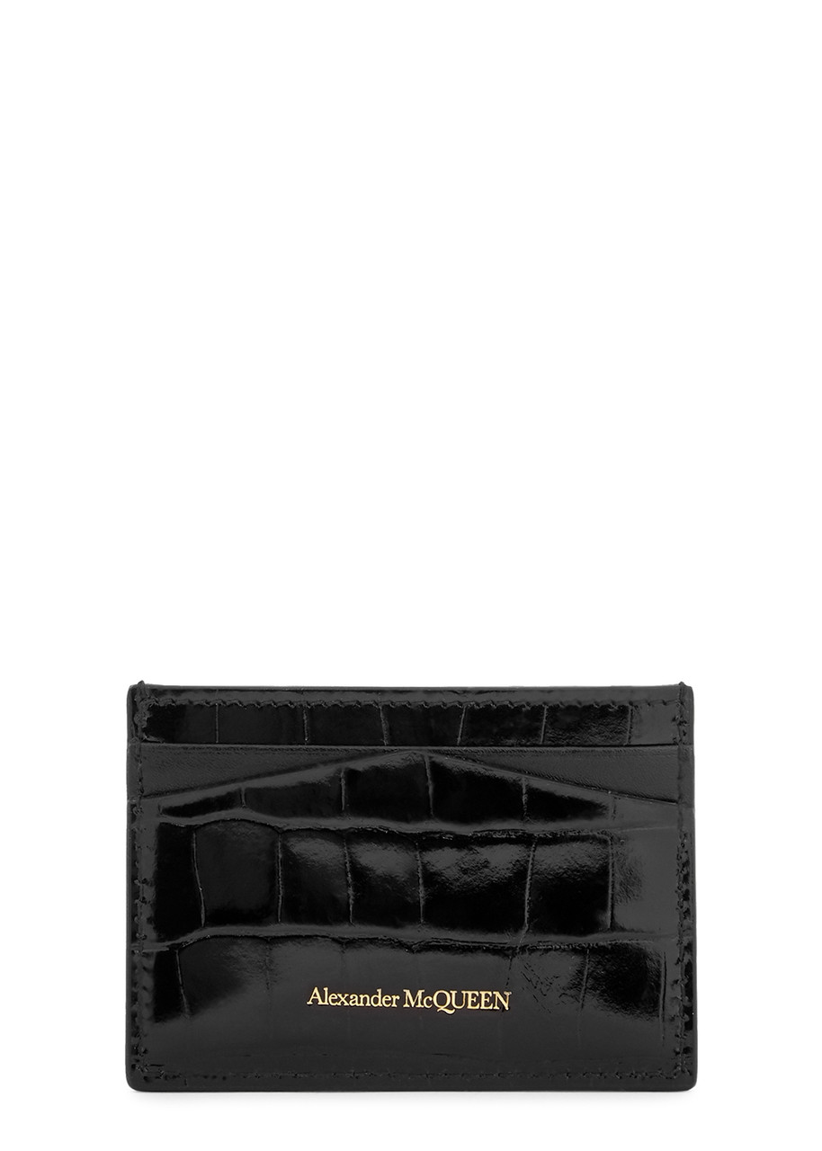  Alexander Mcqueen Black Skull-embellished Leather Card Holder 