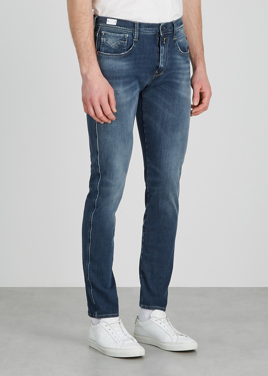  Replay Anbass Hyperflex+ Blue Slim-leg Jeans - W33/l32 