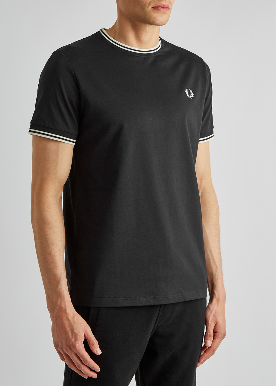Fred Perry Embroidered-logo Short-sleeved T-shirt In Black