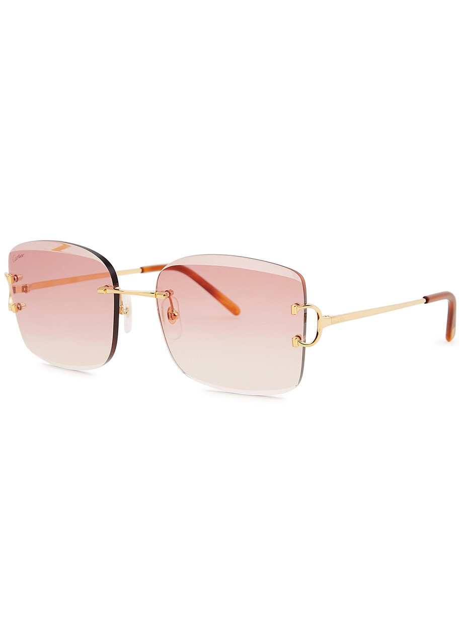 Cartier Signature C De Cartier Rimless Square-frame Sunglasses - Gold
