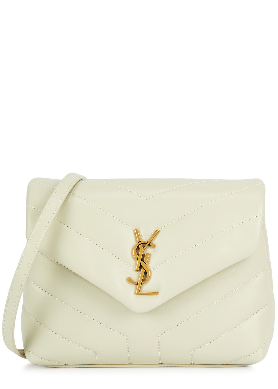 Saint Laurent Loulou Toy Leather Cross-body Bag, Bag, White In Silver