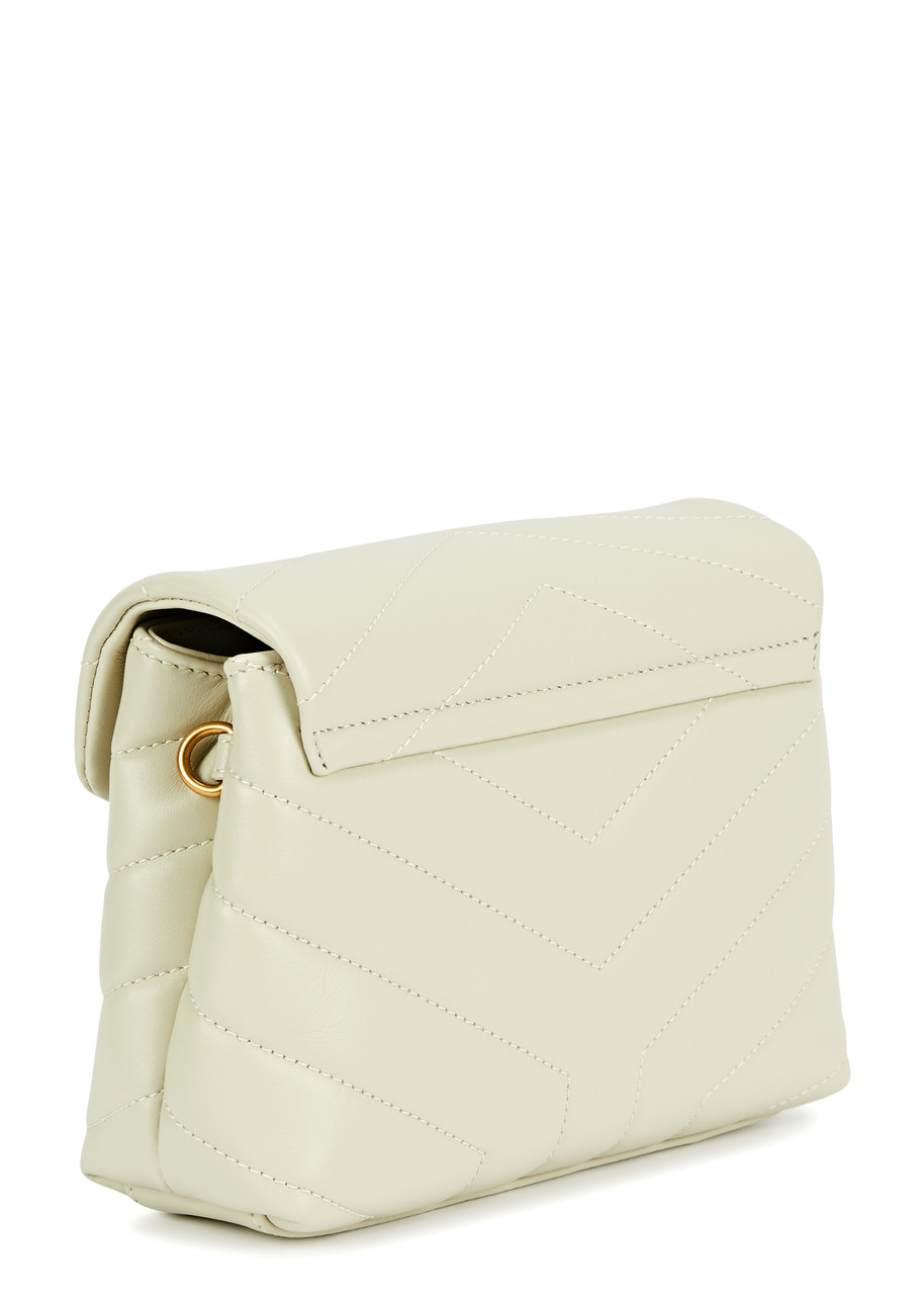 Saint Laurent Loulou Toy Leather Cross-body Bag, Bag, White In Silver