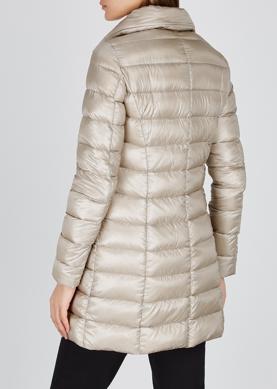  Herno Icon Quilted Shell Coat - Silver - 8 