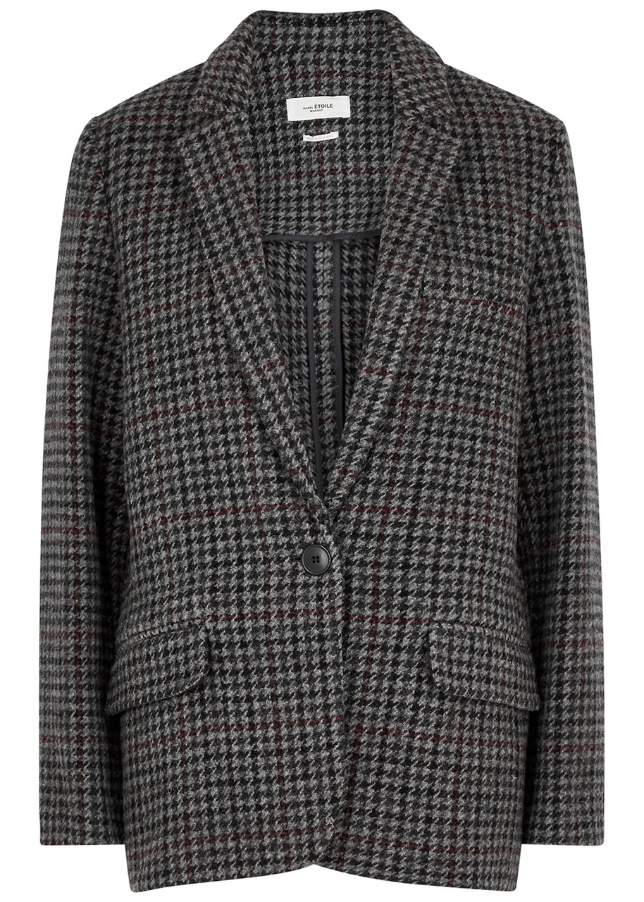Isabel Marant étoile Charly Houndstooth Wool Blazer - Anthracite - 10