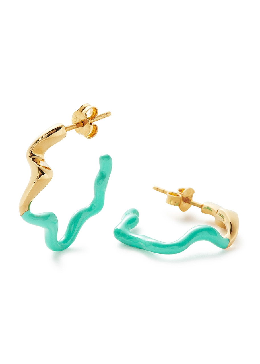 Missoma Squiggle Two Tone Medium 18kt Gold-plated Hoop Earrings - Turquoise - One Size