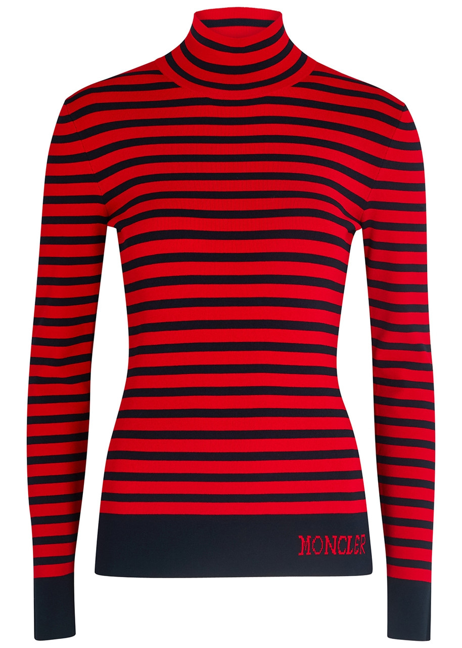 Moncler Lupetto Striped Stretch-knit top - Red - M