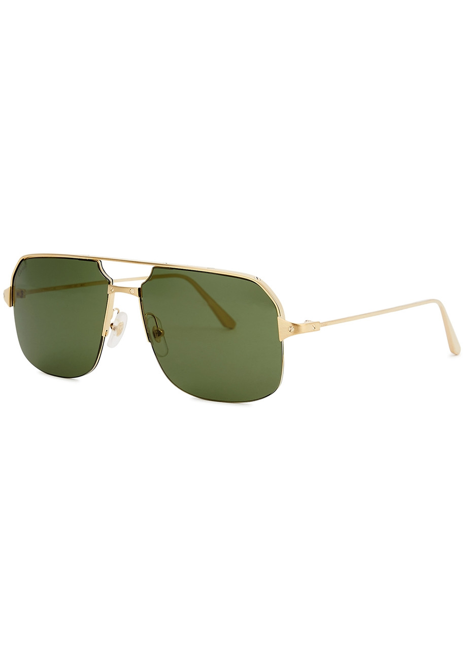 Cartier Santos De Cartier Gold-tone Aviator-style Sunglasses Cartier Santos De Cartier Gold-tone Aviator-style Sunglasses