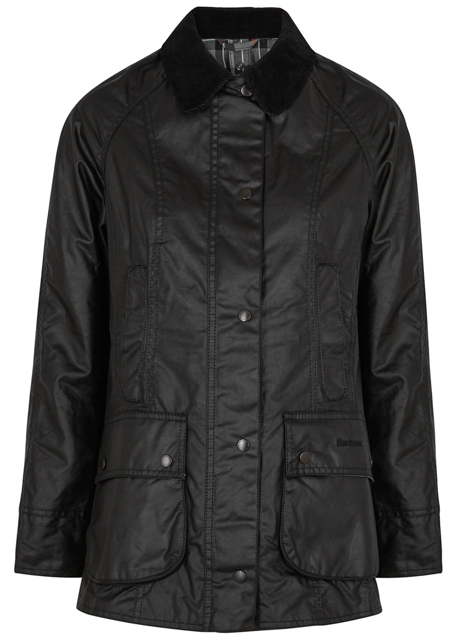 Barbour Beadnell Black Waxed Cotton Jacket - 16