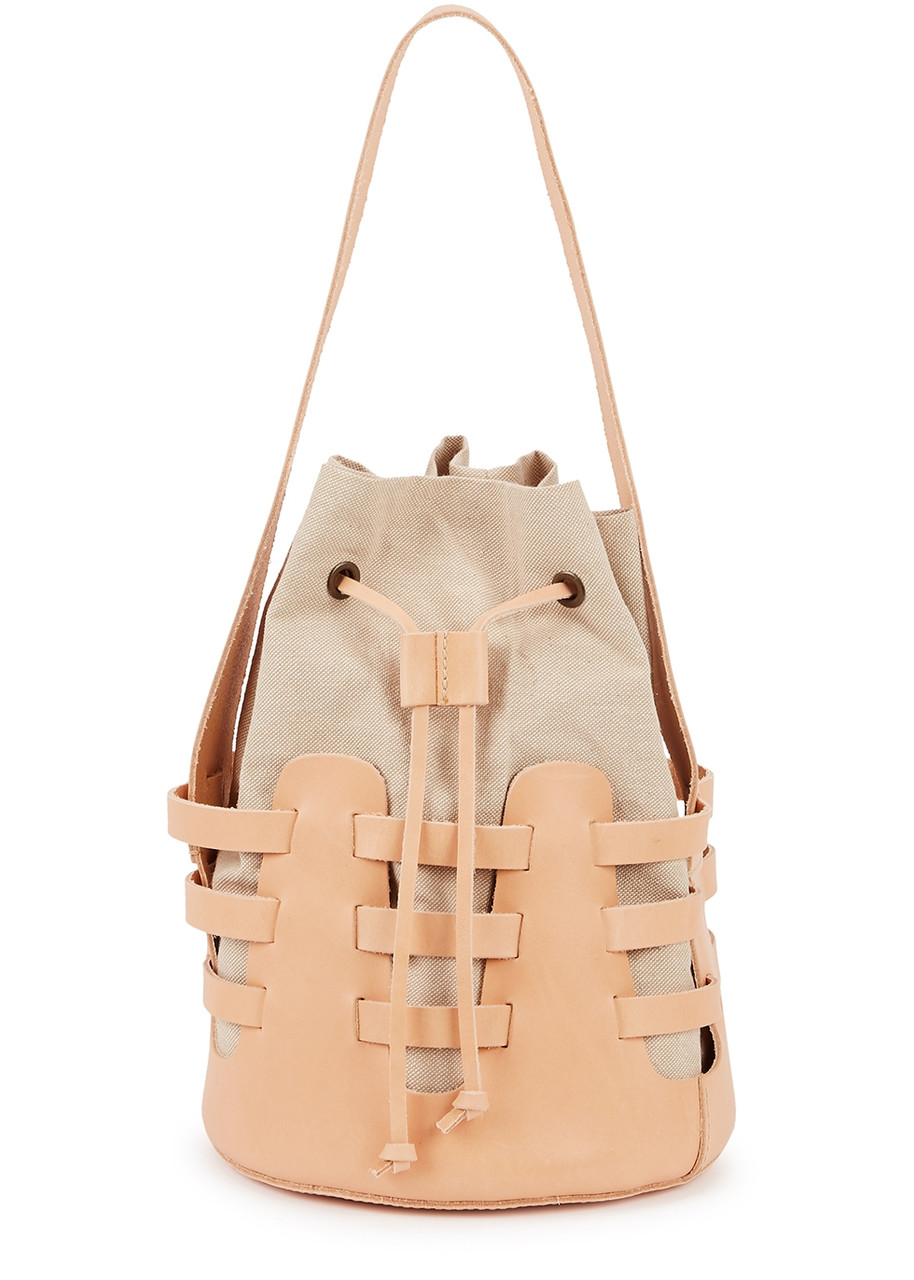 Ancient Greek Bags Basket Medium Brown Leather Bucket bag - Natural
