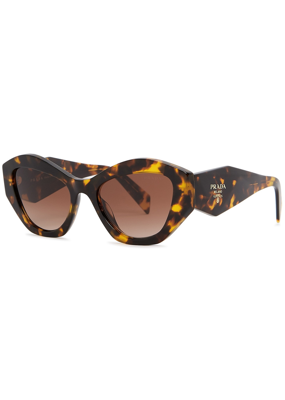 Prada - Cat-eye Sunglasses Brown, Designer-engraved Graduated Grey Lenses, Designer-stamped Arms, 100% UV Protection