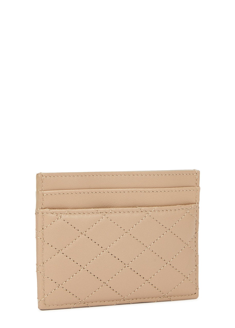  Saint Laurent Small Quilted Leather Card Holder - Beige 