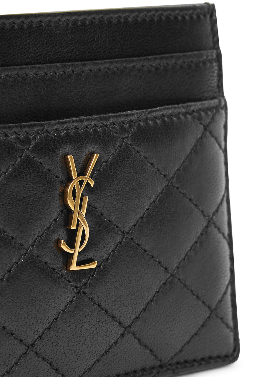  Saint Laurent Small Quilted Leather Card Holder - Black 
