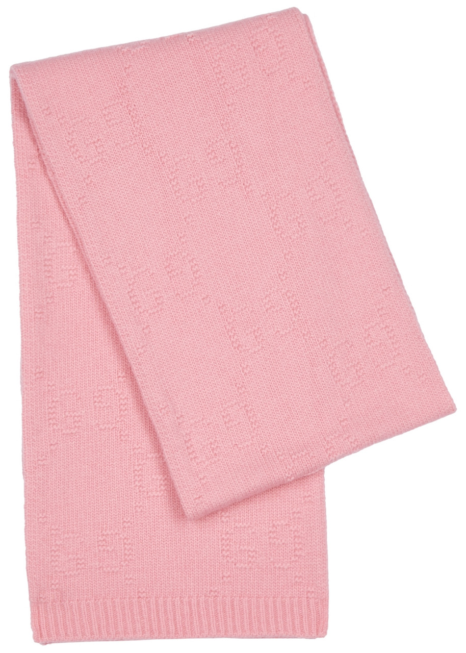 Gucci Kids Gg-monogram Intarsia Wool Scarf - Pink