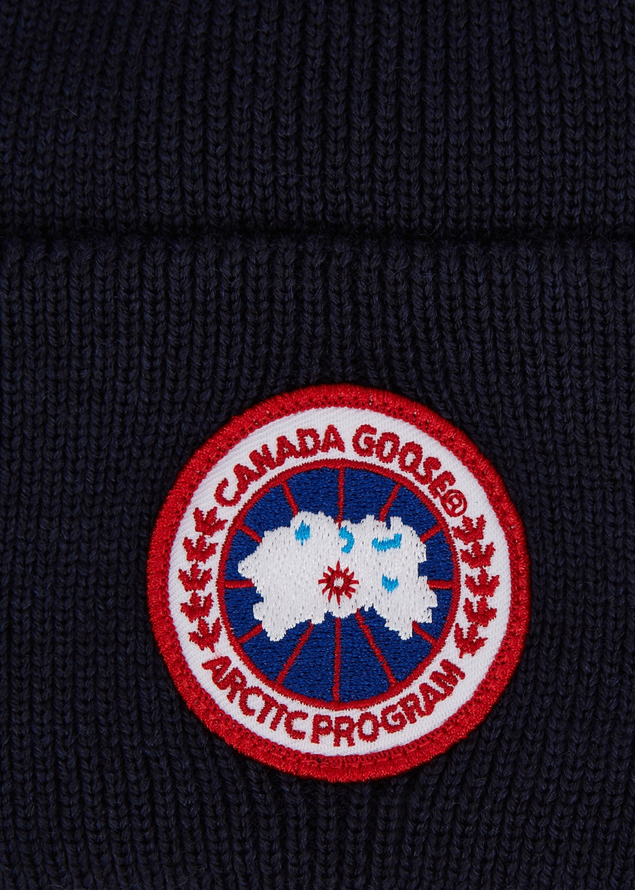  Canada Goose Logo Wool Beanie - Black 