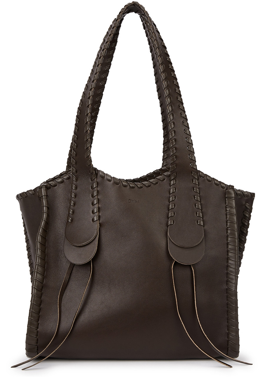 Chloe Mony Small Leather Tote - Dark Brown - One Size