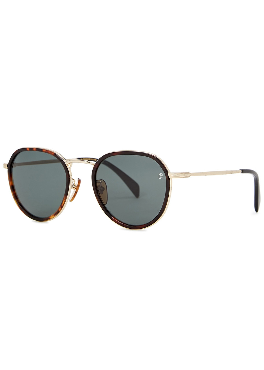 DB Eyewear By David Beckham Gold-tone Round-frame, Sunglasses, Green
