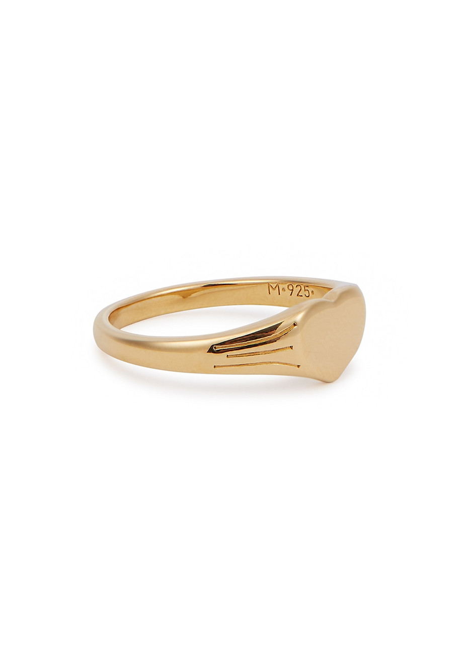 Missoma Engravable Heart 18kt Gold-plated Signet Ring - Size Q